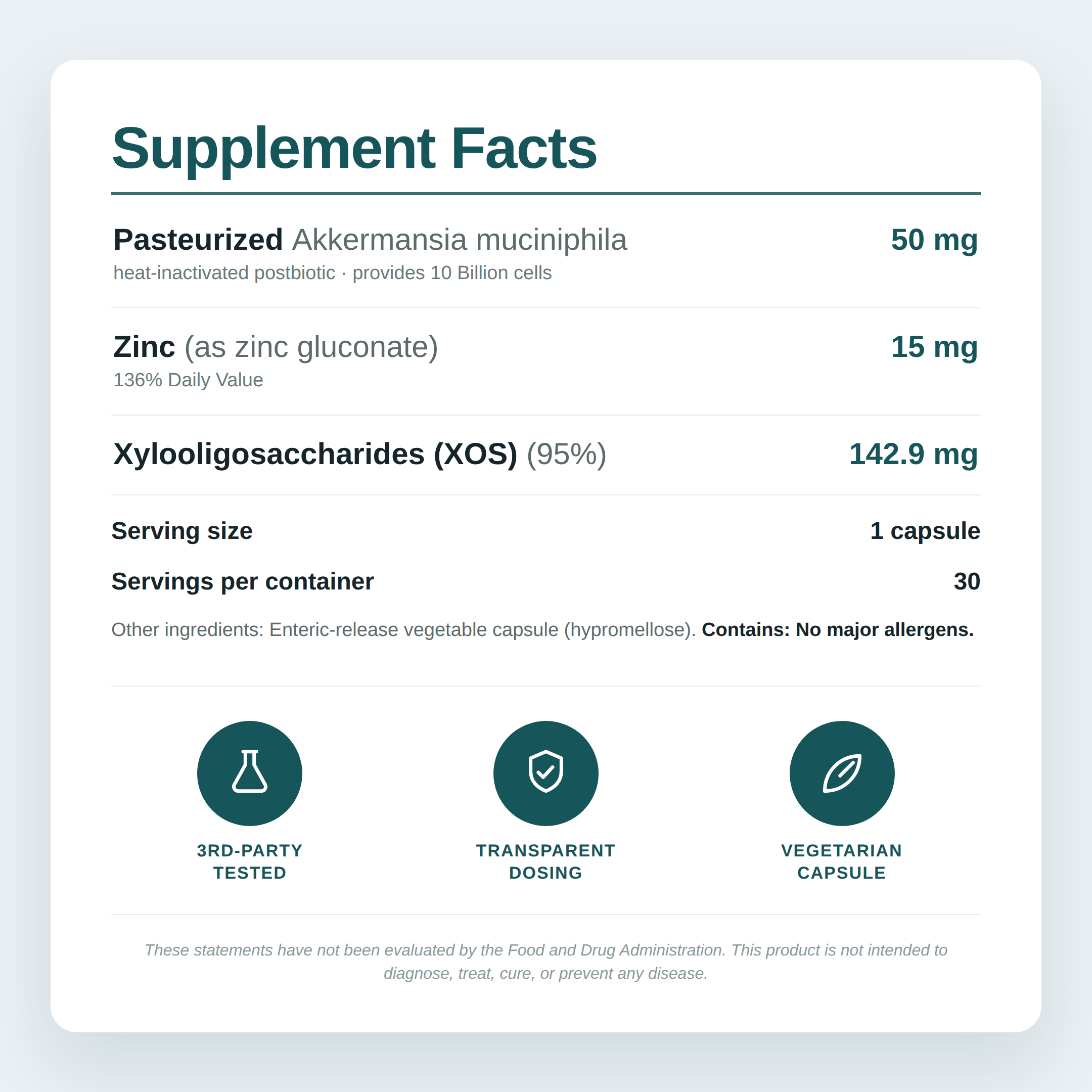 KUNO akkermansia Supplement Facts