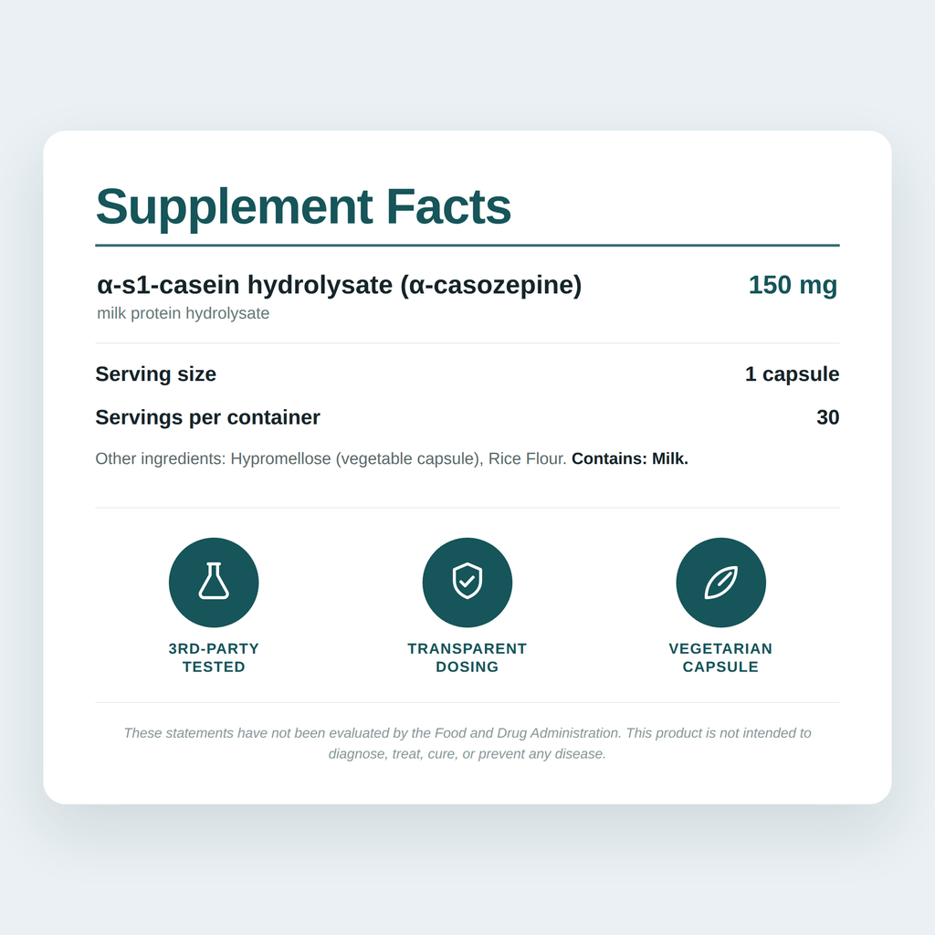 Kincadence biopeptide Supplement Facts